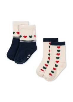 2 Pack Jaquard Socks Heart Mix>Konges Sløjd Hot