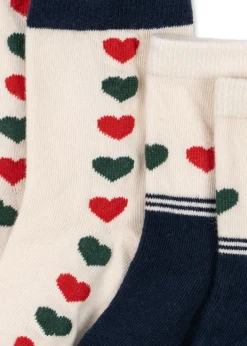 2 Pack Jaquard Socks Heart Mix>Konges Sløjd Hot