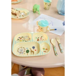 4 Pcs Baby-middagsset I Melamin I Presentförpackning Mint Fun Fair>RICE New