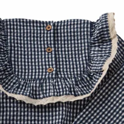 Alice LS Flounce Seersucker Klänning Navy Check><noscript><img width=