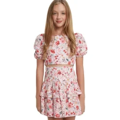 Amelia Blommig Topp Blush><noscript><img width=
