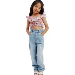 Ayala Shirred Crop Top Azure Floral>Bardot Junior Online