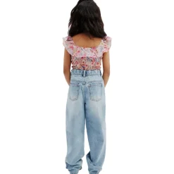Ayala Shirred Crop Top Azure Floral><noscript><img width=