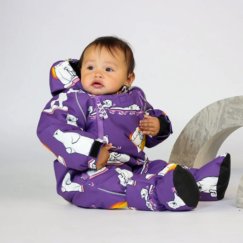Babyoverall Polar Bears Purple Heart>Småfolk Online