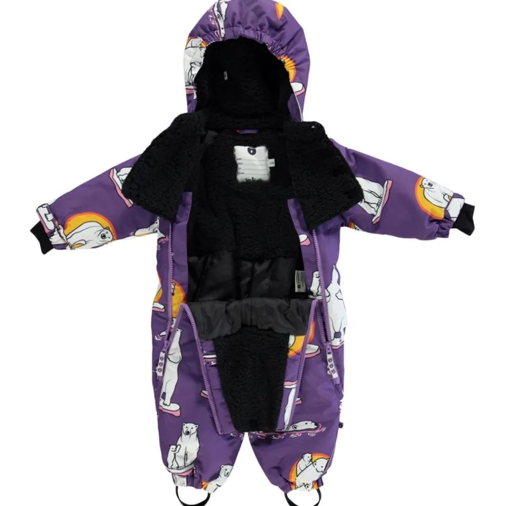 Babyoverall Polar Bears Purple Heart>Småfolk Online