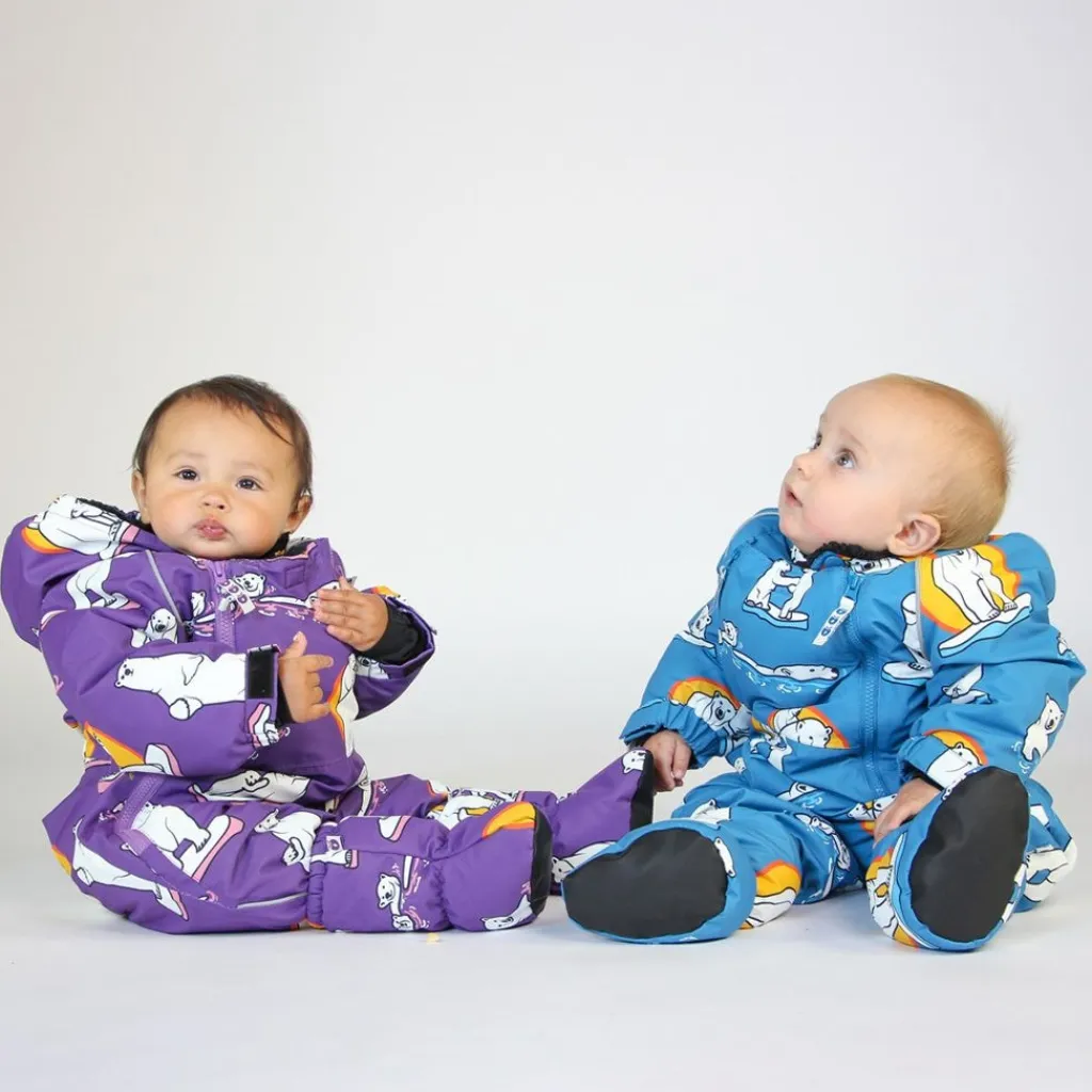 Babyoverall Polar Bears Purple Heart>Småfolk Online