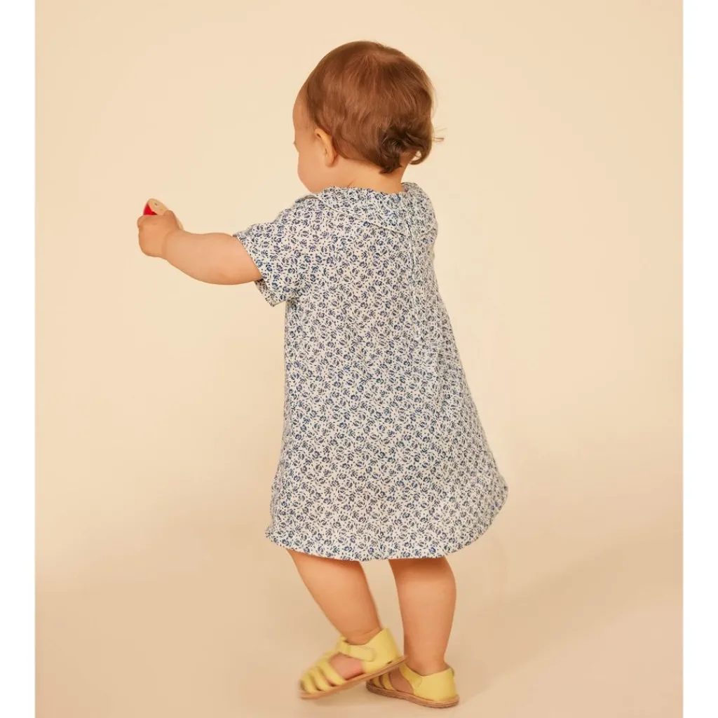 Blommig Baby-klänning Blå>Petit Bateau Hot