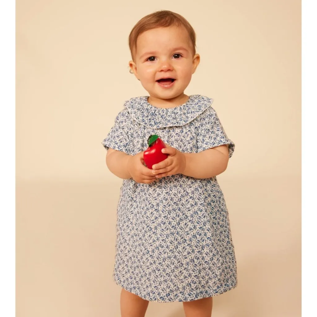 Blommig Baby-klänning Blå>Petit Bateau Hot