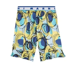 Branded Ruffled Shorts Surf Bluette>Marni Online