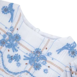 Broderad Rutig Blus Vit><noscript><img width=
