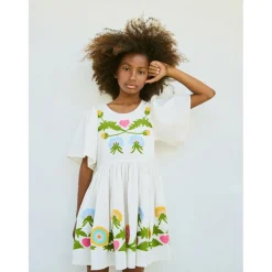 Carlin Short-Sleeved Dress Dandelion Border>Molo Clearance