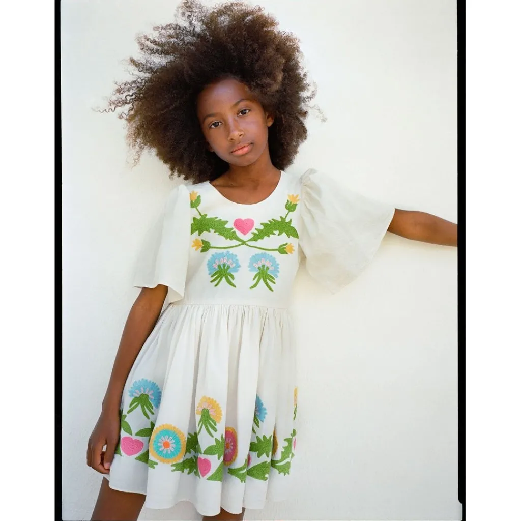 Carlin Short-Sleeved Dress Dandelion Border>Molo Clearance