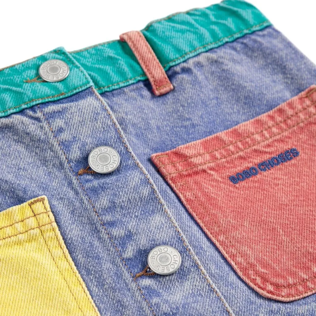 Color Block Denim Kjol Multicolor>Bobo Choses Hot