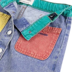 Color Block Denim Kjol Multicolor><noscript><img width=
