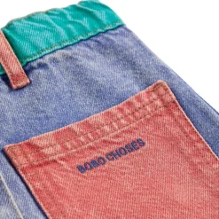 Color Block Denim Kjol Multicolor><noscript><img width=