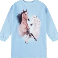 Cyrella Long-Sleeved Dress Bleu Horses>Molo Online