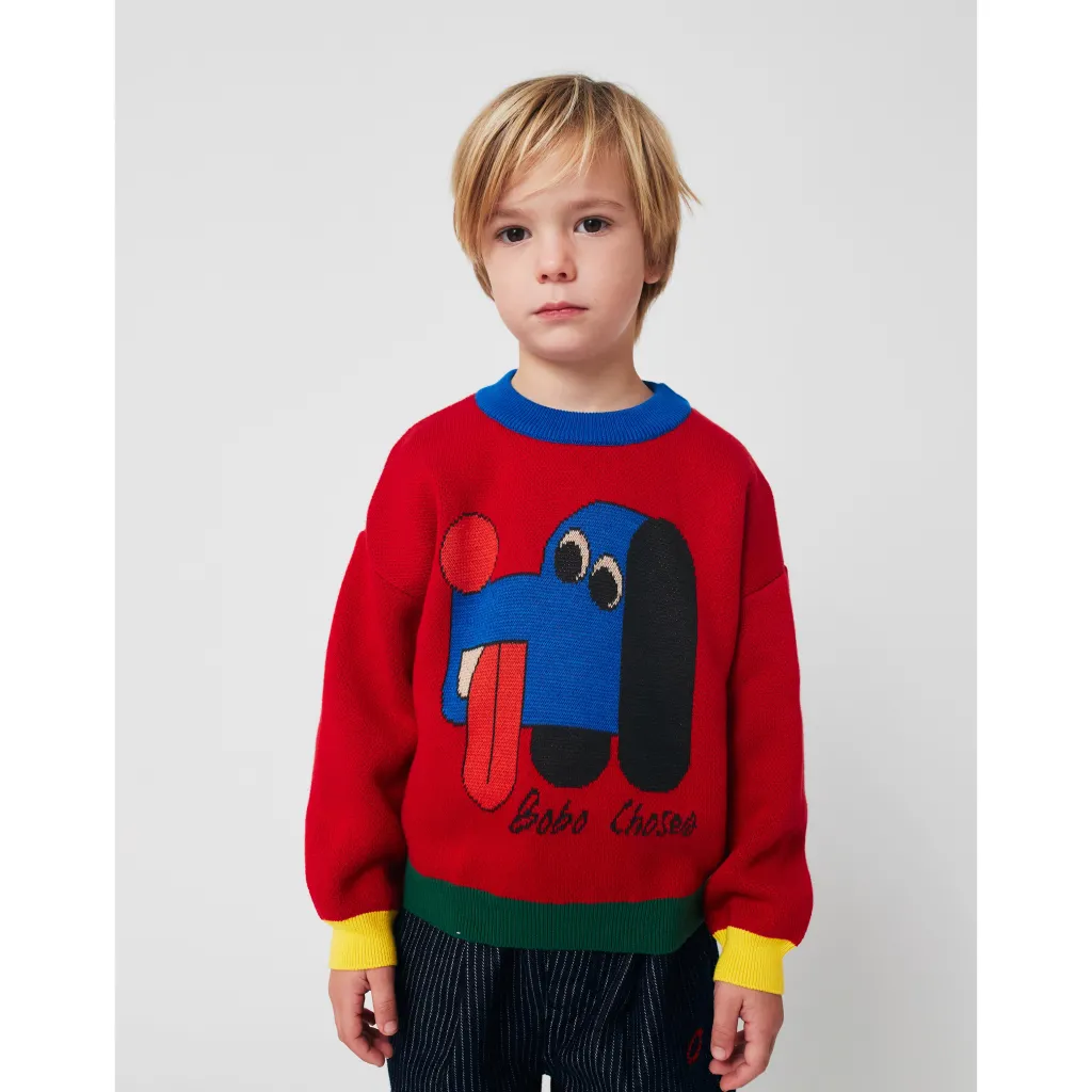 Doggy Mate Jacquard-jumper Red>Bobo Choses
