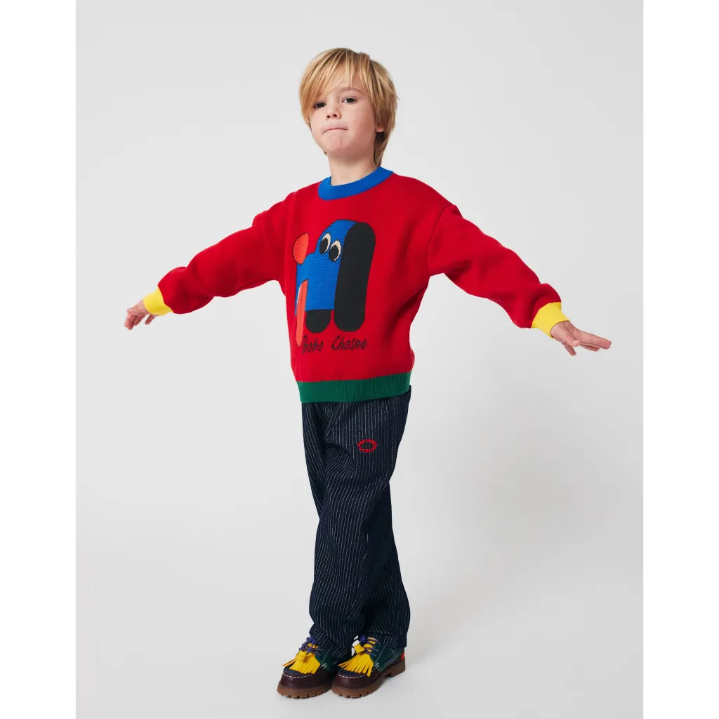 Doggy Mate Jacquard-jumper Red>Bobo Choses
