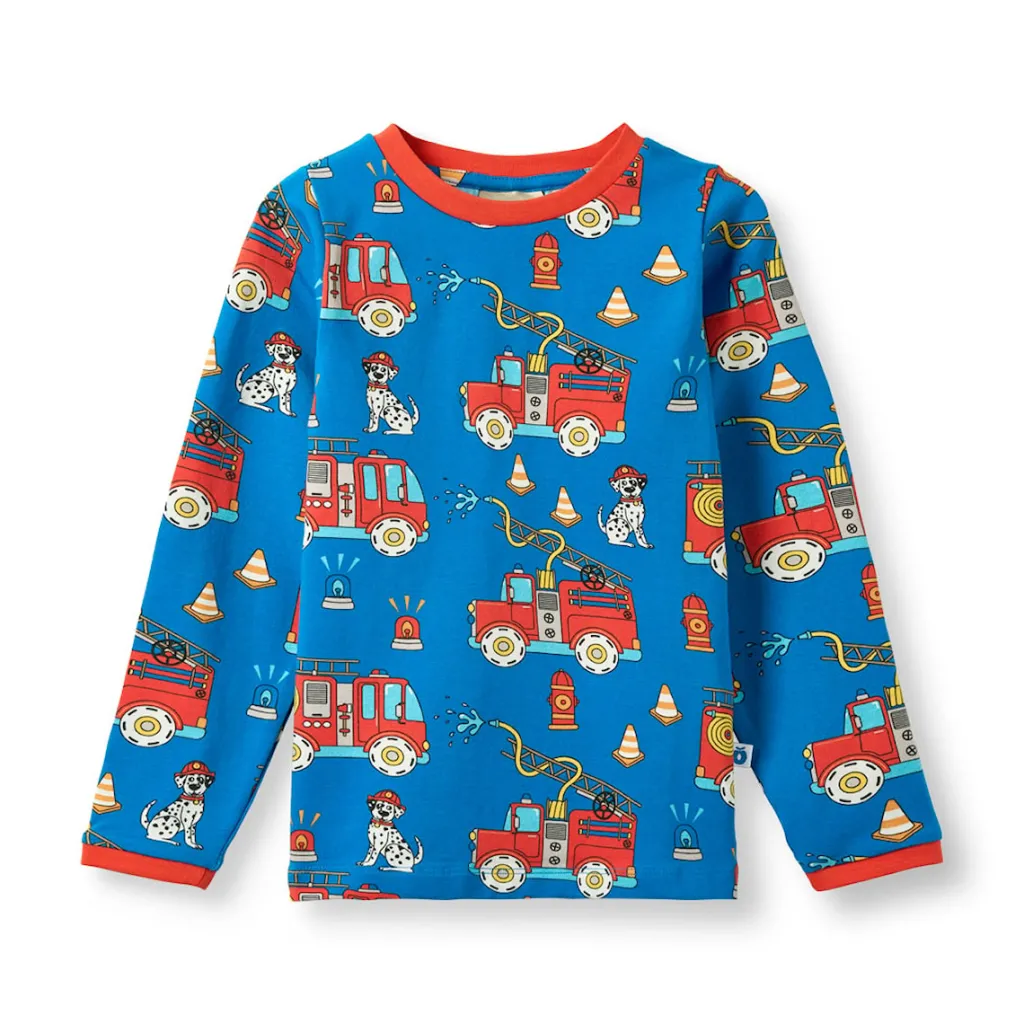 Elstar With Fire Truck Långärmad T-shirt Brilliant Blue>Småfolk Discount