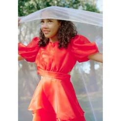 Enya Organza Mini Klänning Fire Red>Bardot Junior Clearance