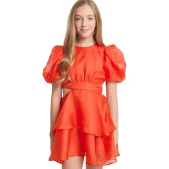 Enya Organza Mini Klänning Fire Red><noscript><img width=