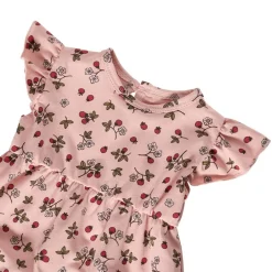Flora GOTS Mönstrad Romper Wild Strawberry><noscript><img width=