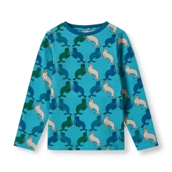 Gala Långärmad Topp Med Sjölejon Blå Aqua Teal>Småfolk New