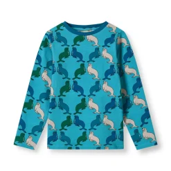 Gala Långärmad Topp Med Sjölejon Blå Aqua Teal>Småfolk New