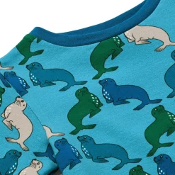 Gala Långärmad Topp Med Sjölejon Blå Aqua Teal><noscript><img width=