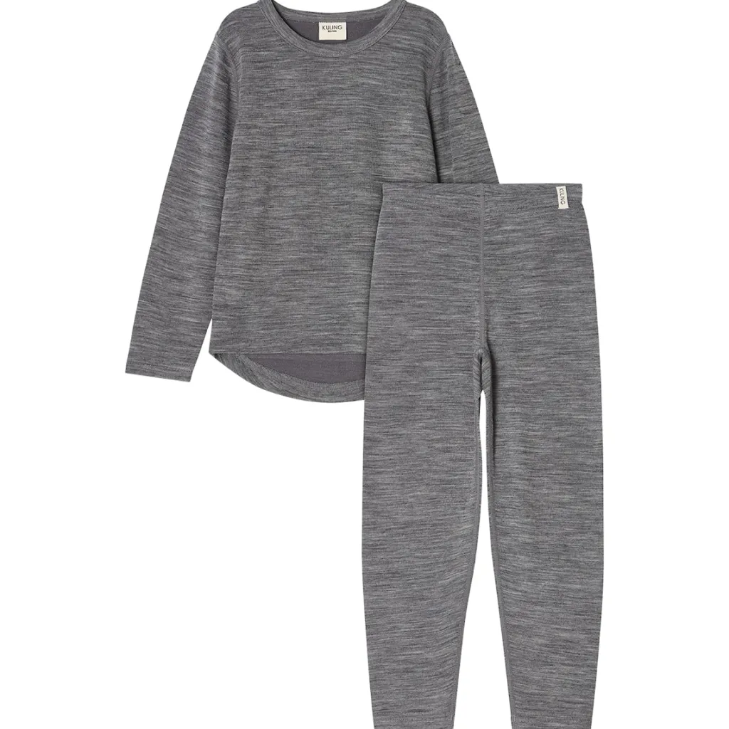 Gisborn Baselayer-set I Ull Och Bambu Dark Grey Melange>Kuling Discount