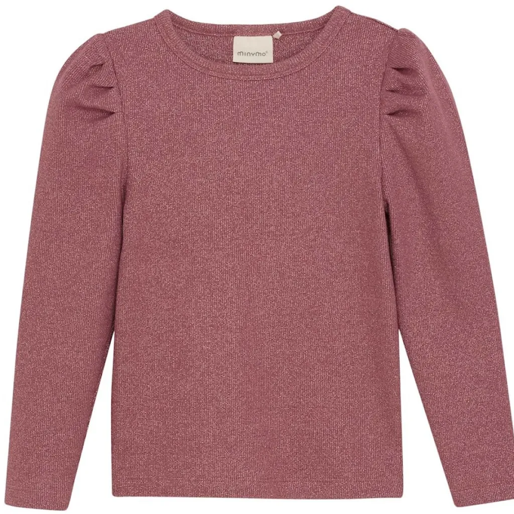Glitter Rib Långärmad T-Shirt Deco Rose>Minymo Sale