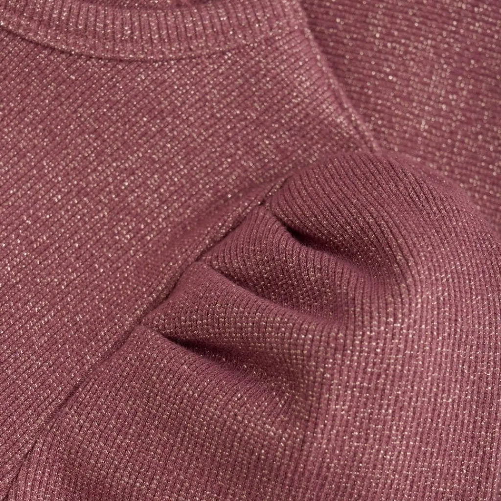 Glitter Rib Långärmad T-Shirt Deco Rose>Minymo Sale