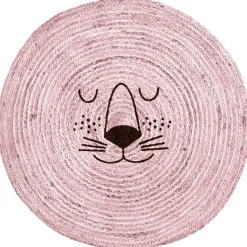 Golvmatta I Jute Med Lejonansikte Soft Pink>RICE Hot