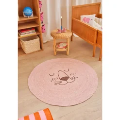 Golvmatta I Jute Med Lejonansikte Soft Pink>RICE Hot