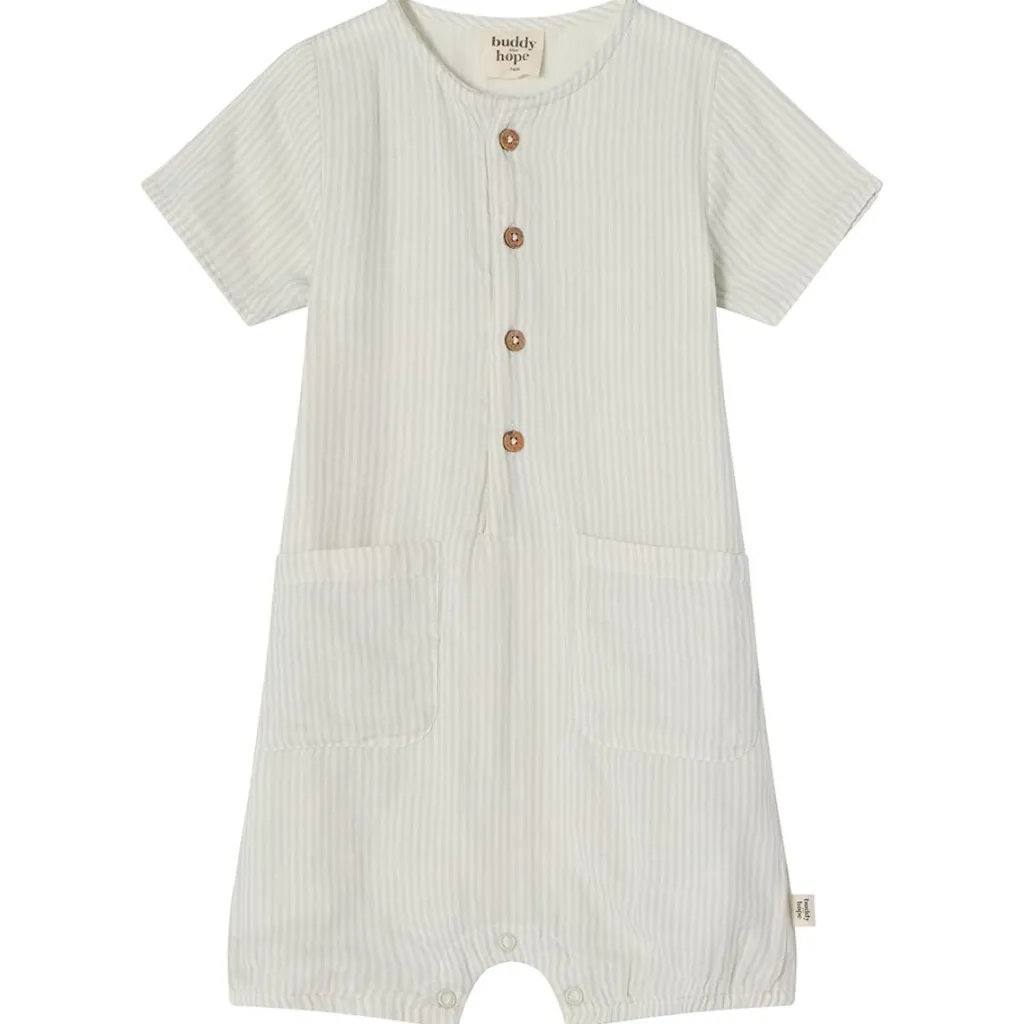 GOTS Alfred Randig Romper Blå>Buddy & Hope Clearance