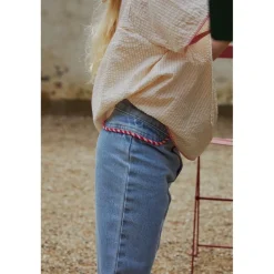 GOTS Bäckebölja-blus Dusty Rose Cream Stripe><noscript><img width=