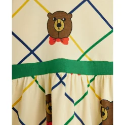 GOTS Bear Rutig Långärmad Klänning Offwhite><noscript><img width=