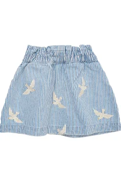 GOTS Broderad Twillskjol Denim Blue Stripe>Copenhagen Colors New