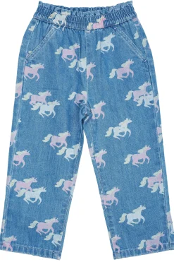 GOTS Byxor Med Volangmidja Indigo Blue Washed With Unicorn>Copenhagen Colors Hot