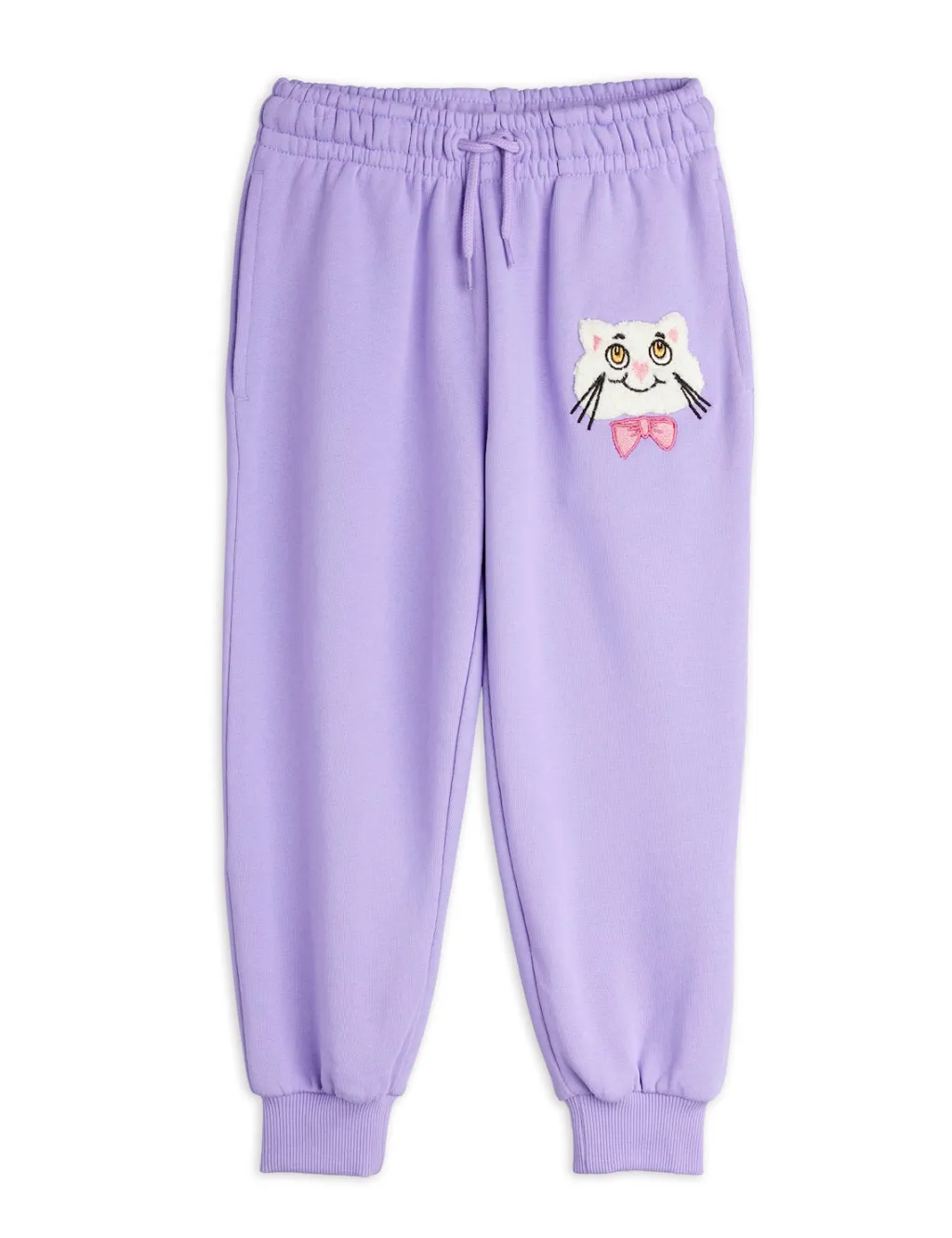 GOTS Cat With Bowtie Chenille Mjukisbyxor Purple>Mini Rodini Outlet