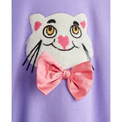 GOTS Cat With Bowtie Chenille Sweatshirt Purple><noscript><img width=