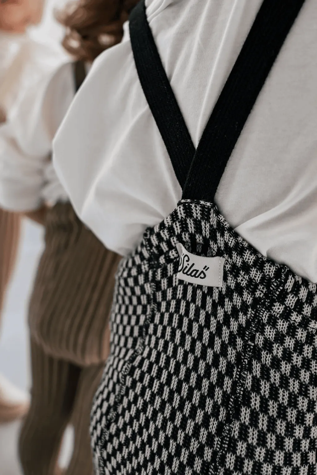GOTS Fotlösa Strumpbyxor Black X White checked>Silly Silas Discount