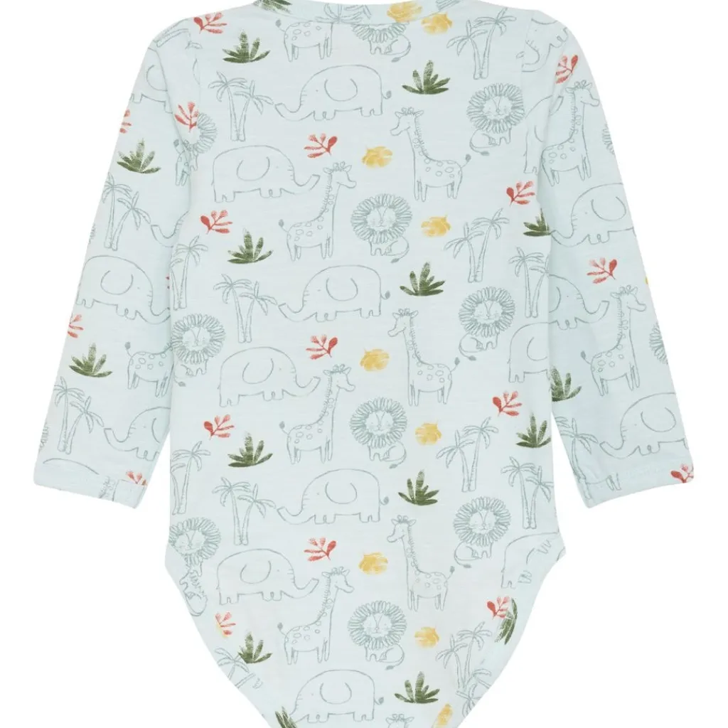 GOTS Mönstrad Baby Body Misty Blue>Minymo Clearance