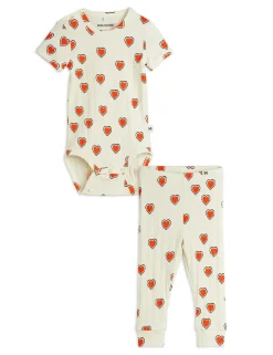 GOTS Outlined Hears Aop Baby Set Offwhite>Mini Rodini Online