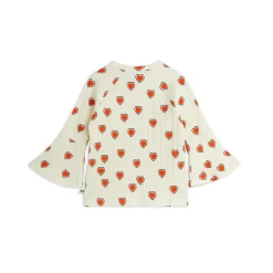 GOTS Outlined Hears Aop Topp Med Trumpetärm Offwhite>Mini Rodini Sale