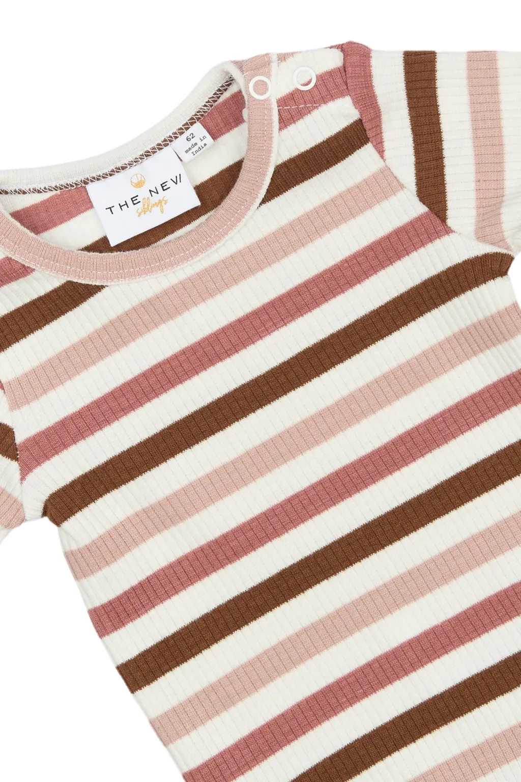 GOTS Pama Långärmad Ribbad Body Withered Rose Striped>The New Siblings