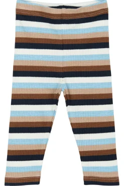 GOTS Park Ribbade Leggings Powder Blue Striped>The New Siblings Clearance