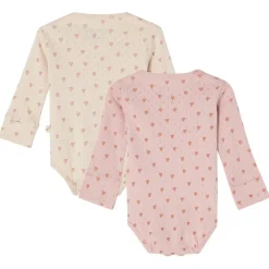 GOTS Petter 2-pack Hjärtmönstrade Baby Bodies Gräddvit>Buddy & Hope