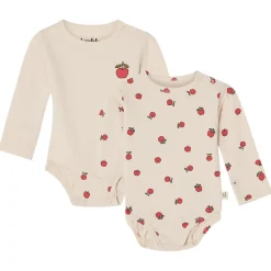 GOTS Petter 2-pack Mönstrade Baby Bodies Med Äpplen Gräddvit>Buddy & Hope New