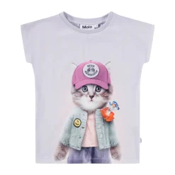 GOTS Ragnhilde T-shirt Kitty Miauu>Molo Clearance